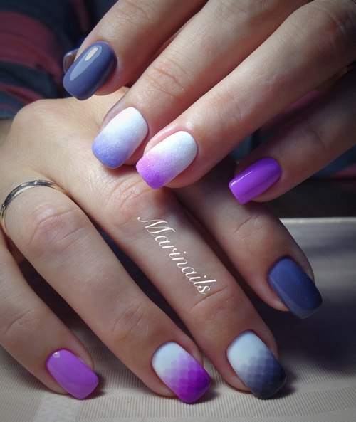 Manucure ombre à la mode sur des ongles de différentes longueurs: idées de photos