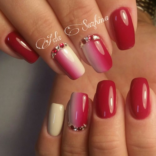 Manucure ombre à la mode sur des ongles de différentes longueurs: idées de photos