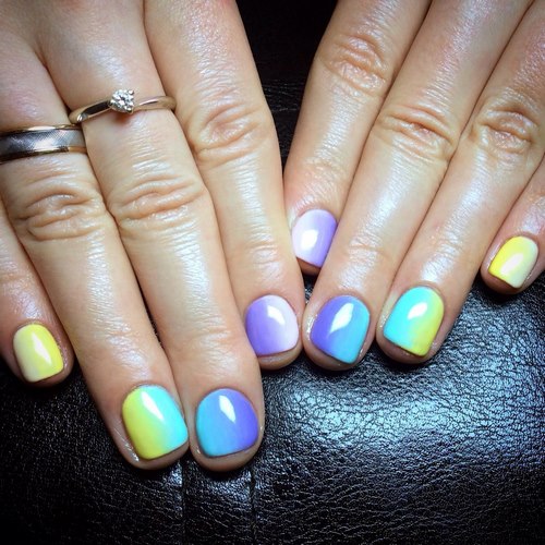 Manucure ombre à la mode sur des ongles de différentes longueurs: idées de photos