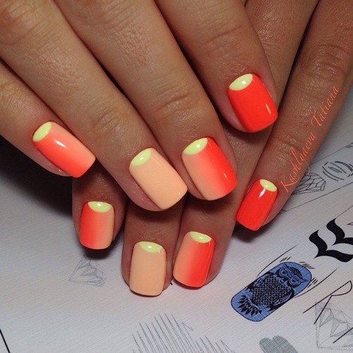 Manucure ombre à la mode sur des ongles de différentes longueurs: idées de photos