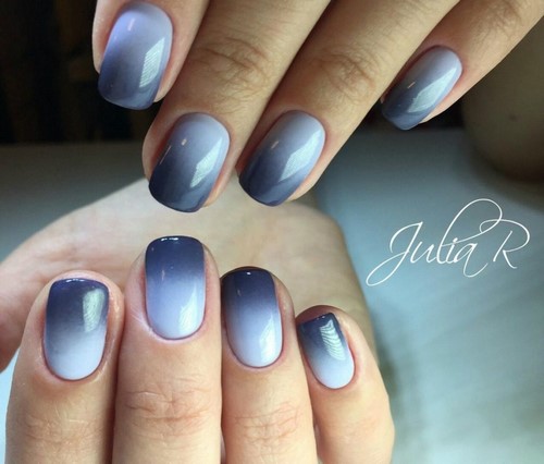 Manucure ombre à la mode sur des ongles de différentes longueurs: idées de photos