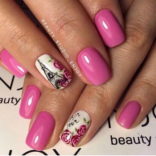 Design à la mode de manucure pour les ongles courts - idées de photos