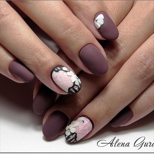 Design à la mode de manucure pour les ongles courts - idées de photos