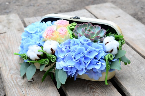 Tendance floristique à la mode: des fleurs à faire soi-même dans une boîte