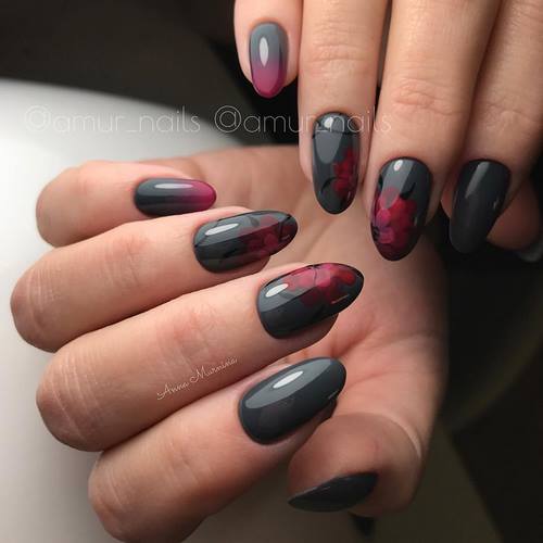 Madingas pilkas manikiūras - naujos nuotraukos, pilkos spalvos nagų dizainas