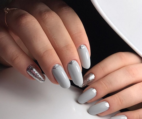 Madingas pilkas manikiūras - naujos nuotraukos, pilkos spalvos nagų dizainas