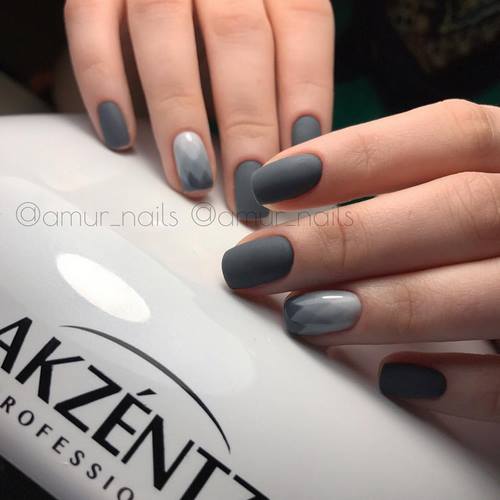 Madingas pilkas manikiūras - naujos nuotraukos, pilkos spalvos nagų dizainas