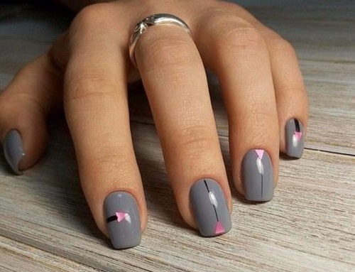 Madingas pilkas manikiūras - naujos nuotraukos, pilkos spalvos nagų dizainas