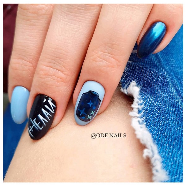 Manucure bleue inspirante. Top innovations